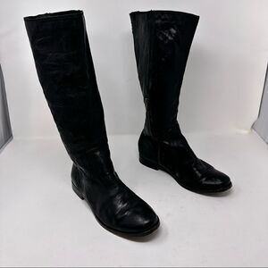 Frye Black Leather Riding Zipper Boots 6.5